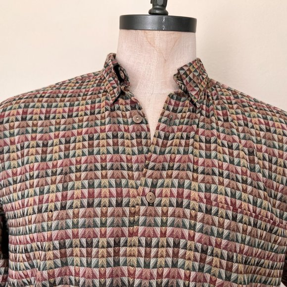 Retro Jhanes Barnes - Abstract Print Long Sleeve Shirt - Size Medium - Picture 2 of 8